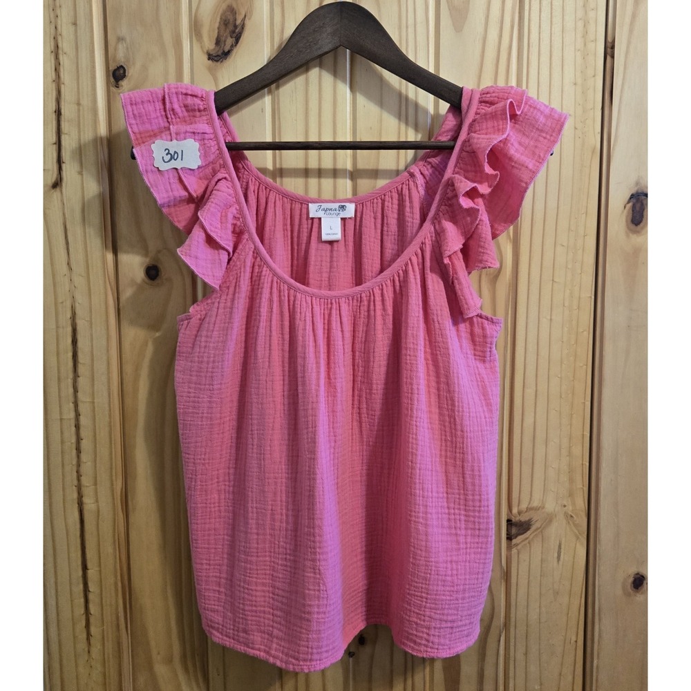 Lounge Womens Tank Top Size Large Boho Coral‎ Pink Peasant Hippie Cottagecore